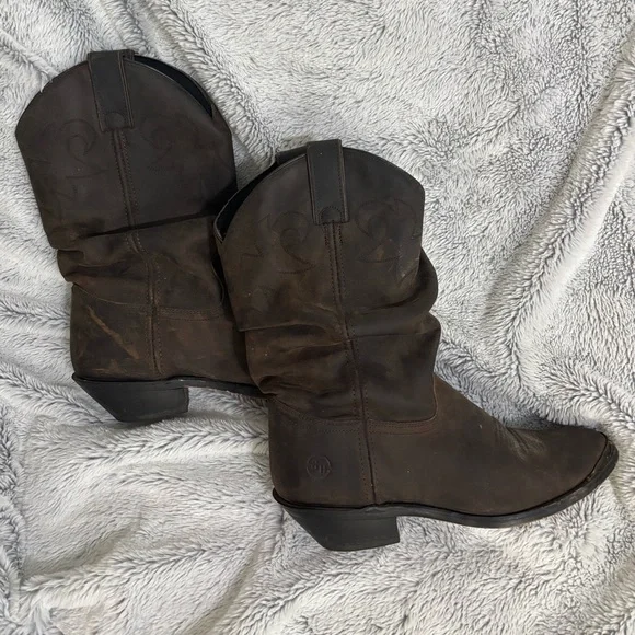 Double H Brown Leather Cowboy Boots, size 9 - Picture 2 of 6